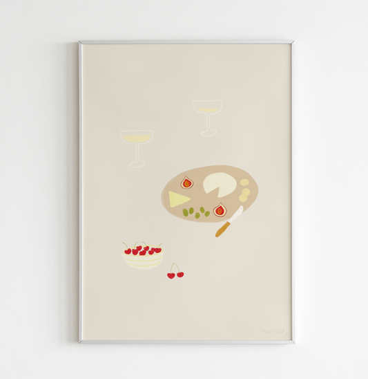 art print — cherries & cheese