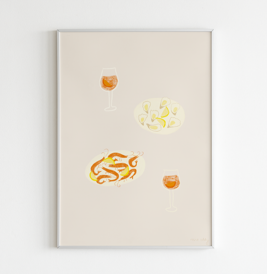 art print — seafood & spritz